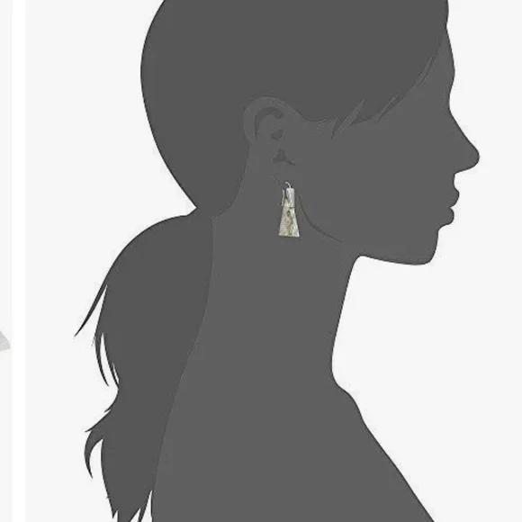 NEW Kendra Scott Collins Small Drop Earrings in White Abalone/Bright Silver - Picture 3 of 14